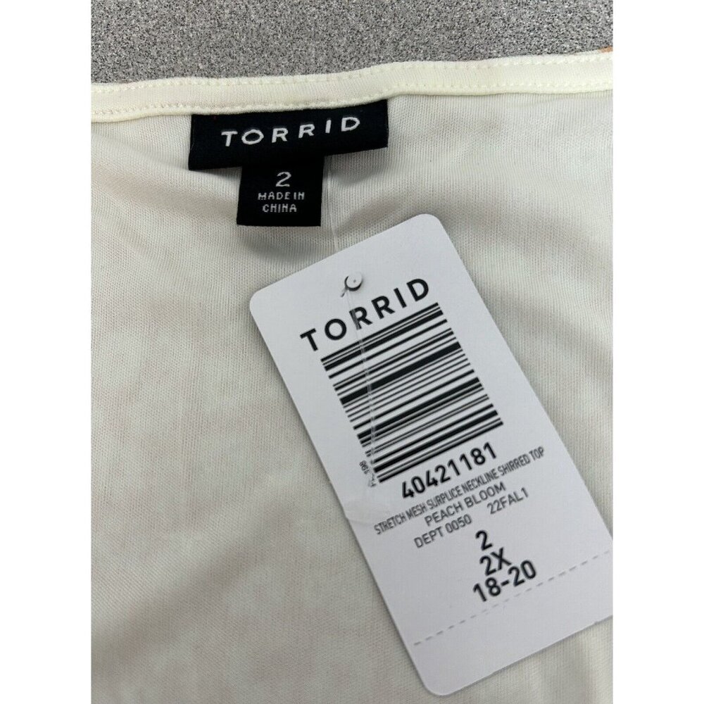 Torrid Floral Peach Print‎ Short Sleeve Top,  Surplice, Ruched Sides,Womens 2XL - Picture 8 of 8